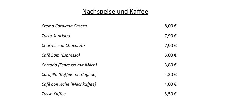 Cafe und Nachspeisen